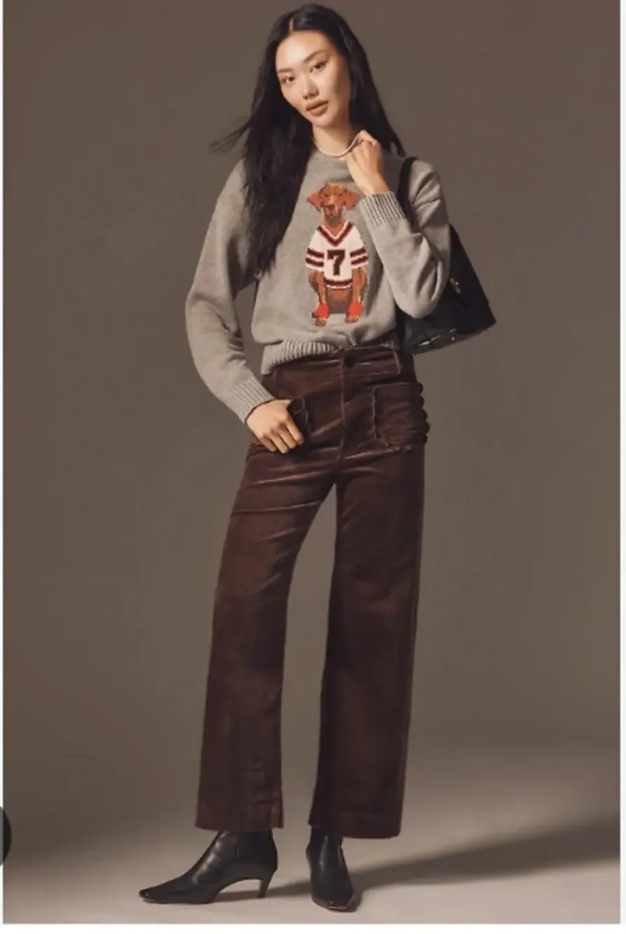 Anthropologie Maeve Colette Corduroy High-Rise Wide-Leg Cropped Pants 25